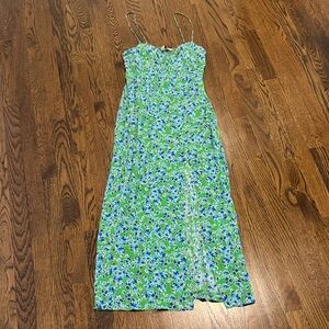 Zara Green and Blue Floral Maxi Dress
